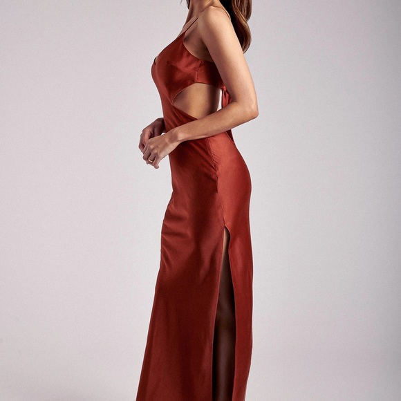 Meshki Satin Cut Out Maxi Dress - Copper - Picture 7 of 7